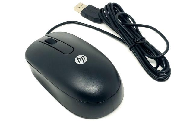 HP Wire USB Optical Computer Scroll Mouse 800 DPI Left-handed or right-handed (Brown Box)