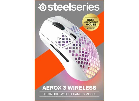 SteelSeries Aerox 3 (2022) Wireless Super Light 18K CPI TrueMove Air Optical Sensor 68g Water Resistant 200 Hour  – Snow