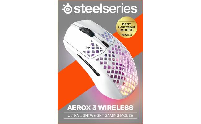 SteelSeries Aerox 3 (2022) Wireless Super Light 18K CPI TrueMove Air Optical Sensor 68g Water Resistant 200 Hour  – Snow