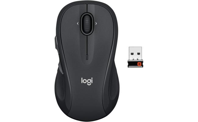 Logitech M510 Wireless Rubber Grips 5 Programmable Buttons up to 24-Months Battery USB Unify - Black