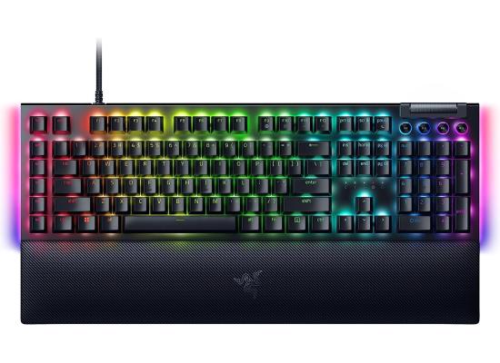 Razer BlackWidow V4 Mechanical 6 Dedicated Macro Keys Magnetic Wrist Rest Doubleshot ABS Keycaps Yellow Switches - Black