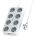 Promate PowerCord8EU-4M Premium 11-in-1 Power Socket 8x 4000W AC Sockets 3x USB Intellicharge Ports 4m Cable - White