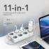 Promate PowerCord8EU-2M Premium 11-in-1 Power Socket 8x 4000W AC Sockets 3x USB Intellicharge Ports 2m Cable - White
