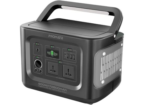 Promate PowerMine-600 Portable Power Station 600W Power Generator Dual 600W AC Outlets Dual 133W DC Sockets 133W Car Socket 100W USB-C Power