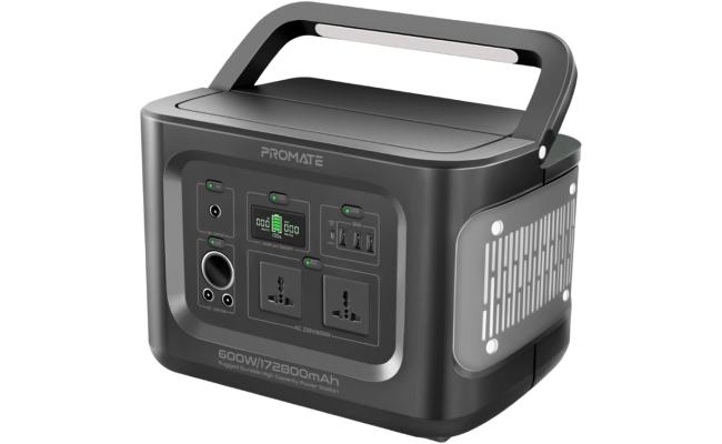 Promate PowerMine-600 Portable Power Station 600W Power Generator Dual 600W AC Outlets Dual 133W DC Sockets 133W Car Socket 100W USB-C Power