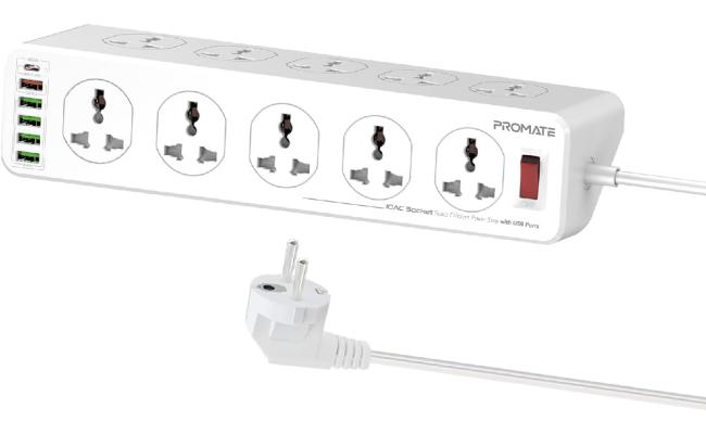 Promate POWERMATRIX-3M Premium 16-IN-1 Power Socket 10x OUTLETS 1xUSB-C PD 1xUSB-A QC 3.0 4x USB-A 3M Cable - White Promate POWERMATRIX-3M Premium 16-IN-1 Power Socket 10x OUTLETS 1xUSB-C PD 1xUSB-A QC 3.0 4x USB-A 3M Cable - White
