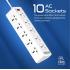 Promate POWERMATRIX-3M Premium 16-IN-1 Power Socket 10x OUTLETS 1xUSB-C PD 1xUSB-A QC 3.0 4x USB-A 3M Cable - White Promate POWERMATRIX-3M Premium 16-IN-1 Power Socket 10x OUTLETS 1xUSB-C PD 1xUSB-A QC 3.0 4x USB-A 3M Cable - White