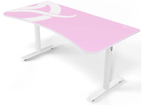 Arozzi Arena Ultrawide Curved Gaming Desk Water ResistantMat Custom Monitor Mount Cable Management  - Pink