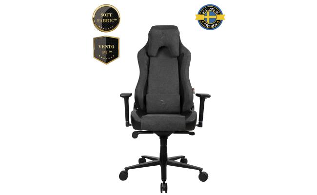 Arozzi Vernazza VENTO Top-tier Hybrid Furniture Fabric / PU Leather Details & Full Back Chair - Dark Grey
