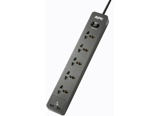 APC SurgeArrest Essential Surge Protector 5x Universal Outlets 2x USB Type-A ports 1.5m Extension Cord UK Input