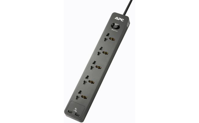 APC SurgeArrest Essential Surge Protector 5x Universal Outlets 2x USB Type-A ports 1.5m Extension Cord UK Input