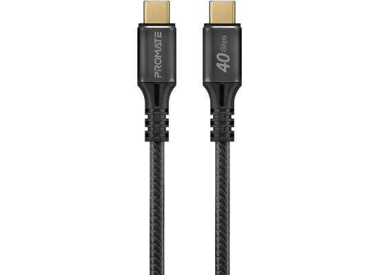 Promate PowerBolt240-2M USB-C Cable Ultra-Fast 240W Power Delivery Thunderbolt 3  w/ 8K Display Nylon Braided 2M Cord & 40Gbps Transfer Speed - Black