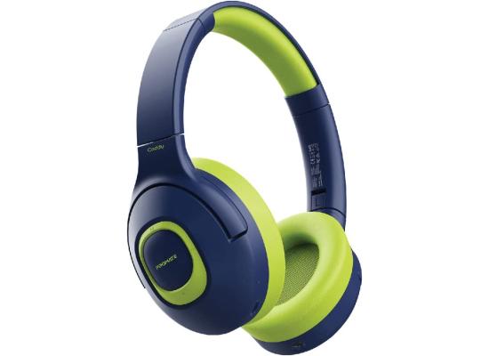 Promate Coddy Kids Wired/Wireless Adjustable Safe Volume Limit 85dB to 93dB AUX Share-Port Built-In Dual Mic & 20H Playtime  - EMERALD