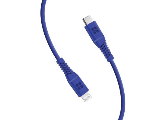 Promate USB-C to Lightning Cable Apple MFi Certified Lightning Cable w/ 20W Power Delivery 120 cm Anti-Tangle Silicone - Blue