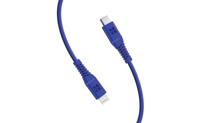 Promate USB-C to Lightning Cable Apple MFi Certified Lightning Cable w/ 20W Power Delivery 120 cm Anti-Tangle Silicone - Blue
