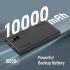 Promate Bolt-10Pro Power Bank 10000mAh Ultra-Slim 10W USB-C Input/Output Dual USB LED Screen Over-Heating Protection - Black