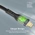 Promate TransLine-Ci USB-C to Lightning Cable Premium 27W Power Delivery w/ Transparent Shells 480Mbps Data Sync  120cm Nylon Braided Cord - Black