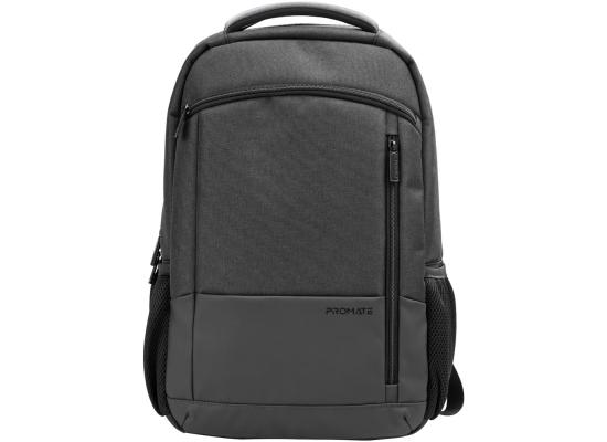 Promate Satchel Travel Laptop Backpack Premium Sleek Lightweight Water-Resistance & Secure Zippers for 15.6" Laptops - Black