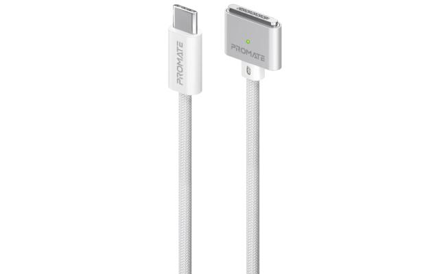 Promate MagCord-140PD MacBook Durable USB-C to MagSafe 3 Charging Cable w/ 140W Power Delivery 2M Nylon Braided