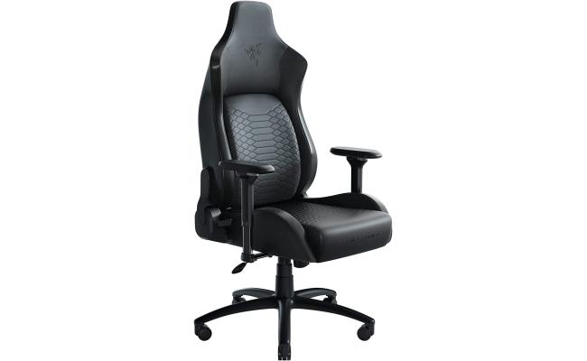 Razer Iskur XL Ergonomic Lumbar Support System Multi-Layered Synthetic Leather Foam Cushions Engineered to Carry Memory Foam Head Cushion - Black