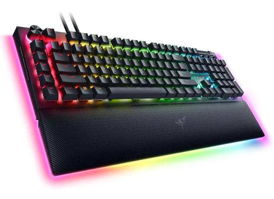 Razer BlackWidow V4 Pro Wired Mechanical Linear & Silent ABS Command Dial Programmable Macros Chroma RGB w/ Wrist Rest - Yellow Switches