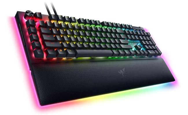 Razer BlackWidow V4 Pro Wired Mechanical Linear & Silent ABS Command Dial Programmable Macros Chroma RGB w/ Wrist Rest - Yellow Switches
