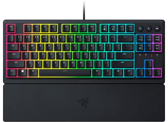 Razer Ornata V3 TKL Low-Profile Keys Mecha-Membrane SwitchesUV-Coated Keycaps Backlit Media Keys 8-Zone RGB Lighting Spill-Resistant w/ Wrist Wrest