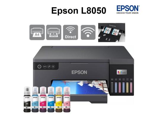 EPSON EcoTank L8050 High Volume 6 Colour A4 Photo Printer 10x15cm Borderless Photos 5.760 x 1.440 DPI Resolution 22 ppm