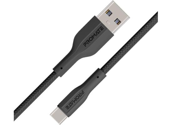 Promate XCord-AC USB to USB-C Charging Cable w/h 2A Fast Charging 1m Anti-Tangle Wire 10000 Long Bend Lifespan