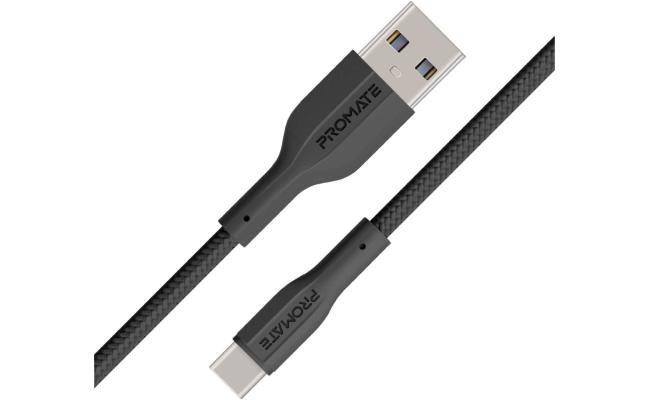 Promate XCord-AC USB to USB-C Charging Cable w/h 2A Fast Charging 1m Anti-Tangle Wire 10000 Long Bend Lifespan