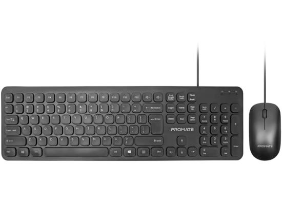 Promate Combo-KM2 Wired Keyboard & Mouse Combo Ultra-Slim USB Arabic / English Layout