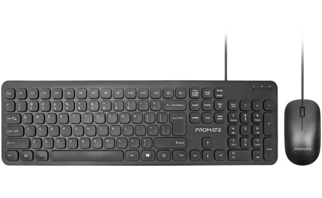 Promate Combo-KM2 Wired Keyboard & Mouse Combo Ultra-Slim USB Arabic / English Layout