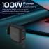 Promate GaNPort4-100PD USB-C Charger 100W GaN Technology Fast Dual Type-C Charger w/ 20W USB-C Port 18W QC 3.0 Port