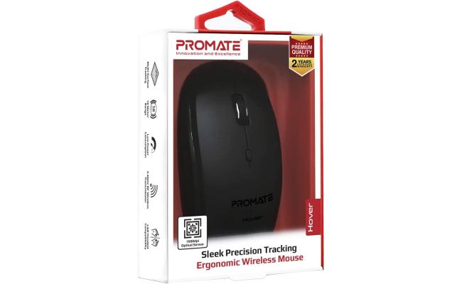 Promate Hover Wireless Mouse 2.4Ghz Ergonomic Precision Tracking Optical Mouse w/ USB Nano Receiver 3 Adjustable Dpi Levels - Black Promate Hover Wireless Mouse 2.4Ghz Ergonomic Precision Tracking Optical Mouse w/ USB Nano Receiver 3 Adjustable Dpi Levels - Black