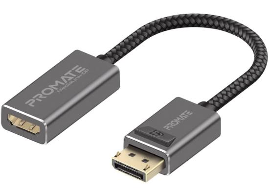 Promate MediaLink-DP DisplayPort to HDMI Adapter with Gold Platted Connectors Nylon Cable Uni-Directional Display