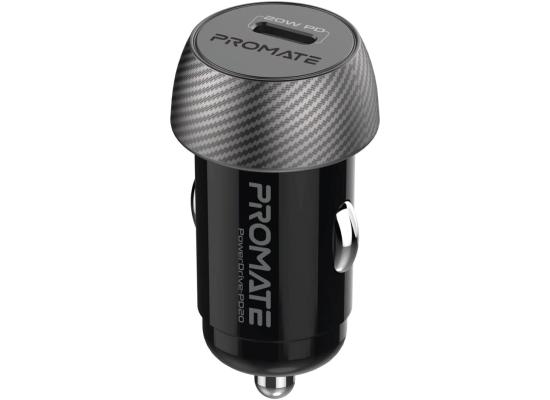Promate PowerDrive-PD20 Super-Fast USB-C Car Charger Adapter 20W USB-C Power Delivery - Black