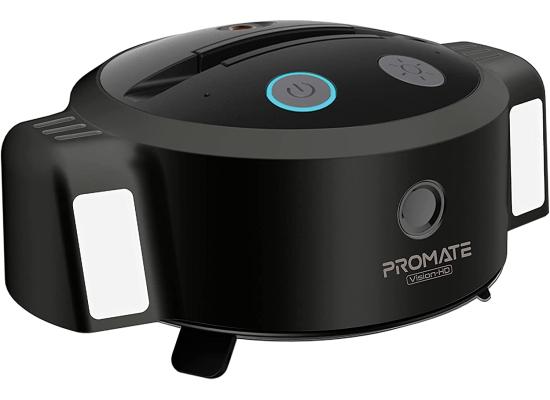 Promate Vision-HD 3-in-1 Ai Auto Tracking Smart Web Camera w/ 3000mAh Battery Phone Holder Mic LED Light & 360 Rotation