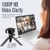 Promate Vision-HD 3-in-1 Ai Auto Tracking Smart Web Camera w/ 3000mAh Battery Phone Holder Mic LED Light & 360 Rotation