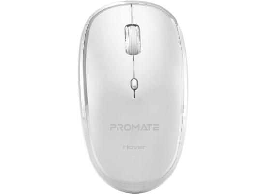 Promate Hover Wireless Mouse 2.4Ghz Ergonomic Precision Tracking Optical Mouse w/ USB Nano Receiver 3 Adjustable Dpi Levels - White