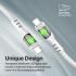 Promate TransLine-CC USB-C to USB-C Cable 60W Power Delivery Transparent Shells 120cm Nylon Braided Cord - White
