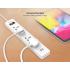 Huntkey SSZ507 Universal Power Strip 4x Outlet + 2x USB Charging Ports AC 220-240V Surge Protector 3M - White