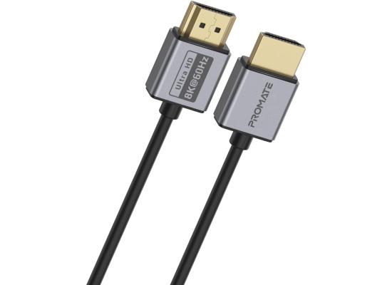Promate PrimeLink8K-150 HDMI 2.1 Cable 1.5m Slim 48Gbps Bandwidth 8K@60Hz UHD Dynamic HDR eARC Wire - Black