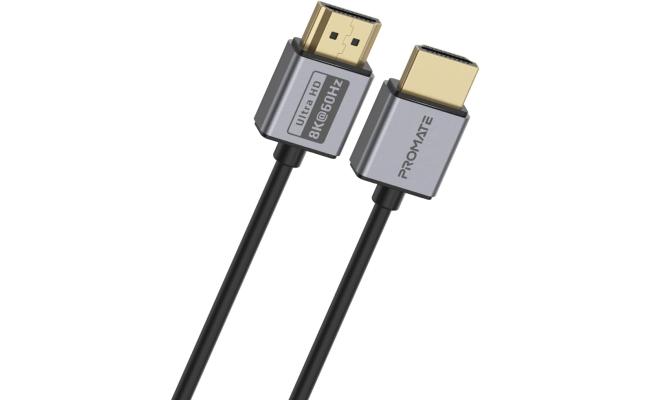 Promate PrimeLink8K-150 HDMI 2.1 Cable 1.5m Slim 48Gbps Bandwidth 8K@60Hz UHD Dynamic HDR eARC Wire - Black