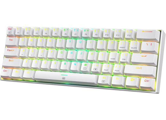 Redragon K630 Dragonborn 60% Wired RGB Gaming Keyboard, 61 Keys Compact Mechanical Keyboard with Linear Blue Switch, Pro Driver Support, White