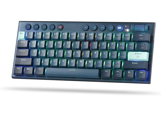 Redragon K632 Blue PRO 60% 3-Mode Connection RGB Mechanical Ultra-Thin Low Profile w/No-Lag Connection Dedicated Media Control - Red Switch