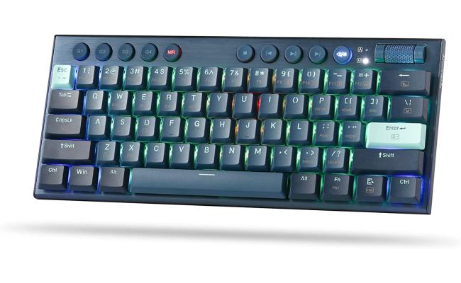 Redragon K632 Blue PRO 60% 3-Mode Connection RGB Mechanical Ultra-Thin Low Profile w/No-Lag Connection Dedicated Media Control - Red Switch