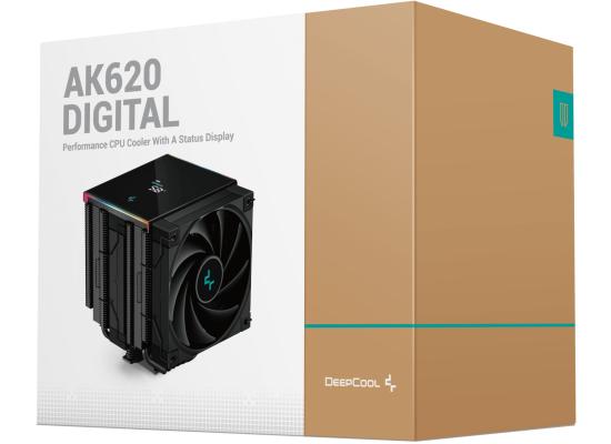 DeepCool AK620 Digital CPU Air Cooler Mighty 260w TDP 6 Copper Heat Pipes Dual-Tower CPU Cooler w/ ARGB LED Strip & Digital Screen Displays