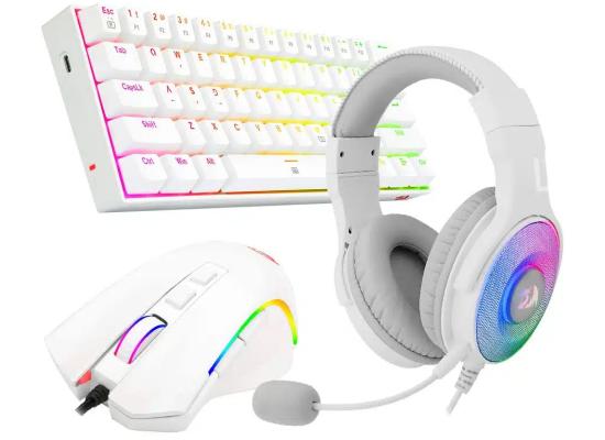 REDRAGON S129W GAMING 3 IN 1 COMBO ( K630 Mechanical Red Switches Keyboard + H350 Pandora 2 Heatset + M607 Griffin  Mouse ) - White