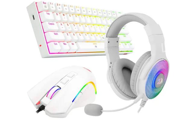 REDRAGON S129W GAMING 3 IN 1 COMBO ( K630 Mechanical Red Switches Keyboard + H350 Pandora 2 Heatset + M607 Griffin Mouse ) - White REDRAGON S129W GAMING 3 IN 1 COMBO ( K630 Mechanical Red Switches Keyboard + H350 Pandora 2 Heatset + M607 Griffin Mouse ) - White