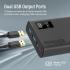 Promate Bolt-20Pro 20000Mah Slim Power Bank Dual USB 10W Type-C Smart LED Display & Safe Adaptive Charging for Smartphones - Black